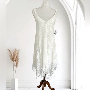 Trixxi white lace fringe dress